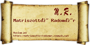 Matriszottó Radomér névjegykártya